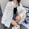 衬衫外套女2021新款春夏秋ins潮满印笑脸字母长袖设计感小众衬衣 白色 S