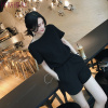 雪纺衫配阔腿裤子连体短裤套装时尚洋气宽松2018短袖女装夏天黑色单件连体裤