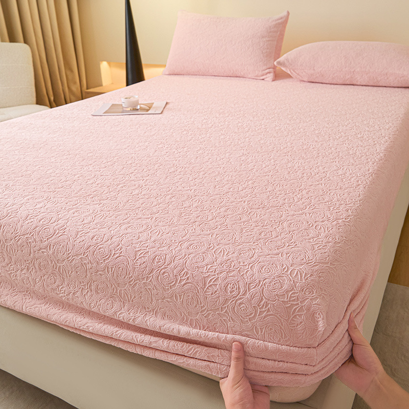 A类牛奶绒花单床笠家用卧室床罩三件套床垫保护套罩全包