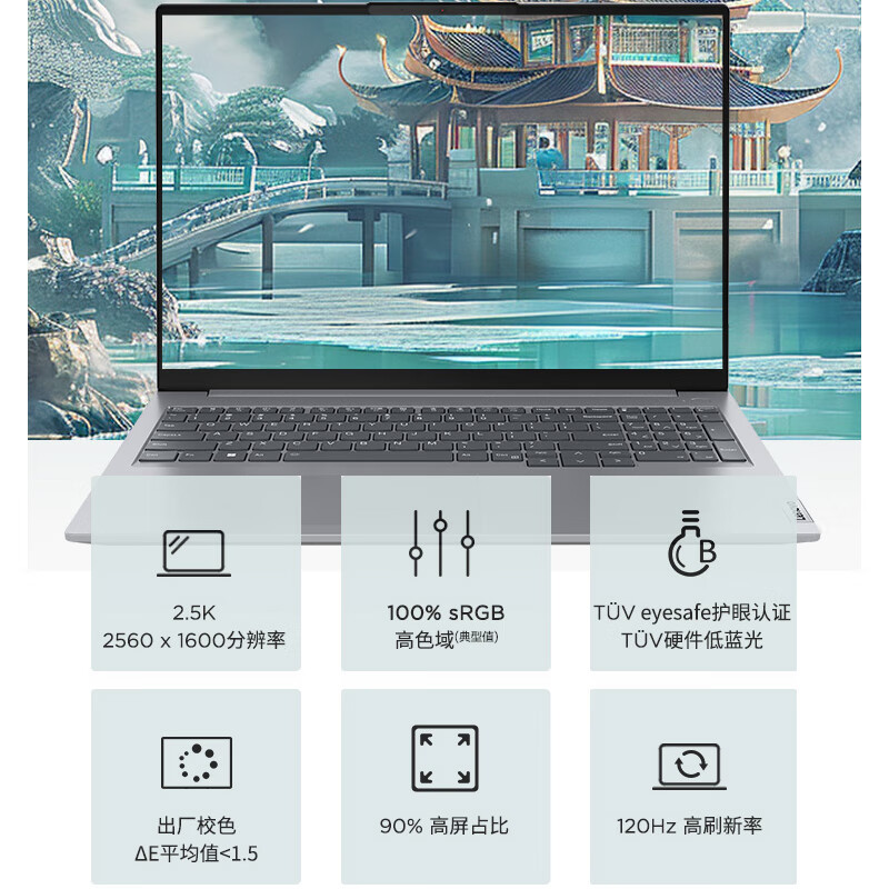 ThinkPad联想ThinkBook 16 2024 AI全能本 锐龙R7-8845H 16英寸轻薄办公笔记本电脑(16G 1T 2.5K 120Hz)高清大图