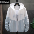HLCOMAN夏季衣男超薄款冰丝服防紫外线男装皮肤衣透气男士外套季 4XL建议180斤左右 拼色款下蓝