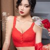 大红全罩杯无钢圈大码内衣女胖mm胸大显小胸多排扣调整型收副乳罩