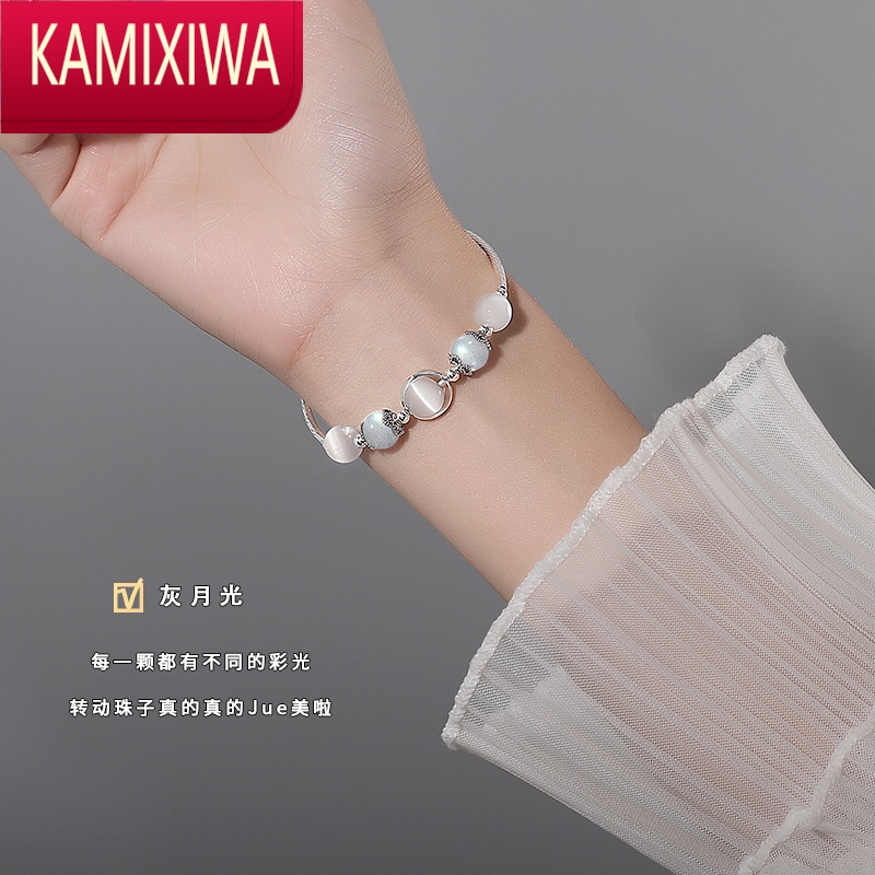 KAMIXIWA月光石貔貅手链ins小众设计猫眼石手串女2022新款女生手饰