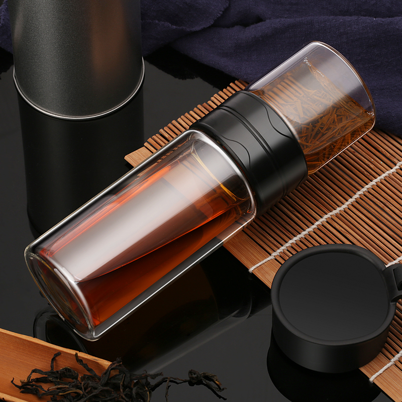 茶水分离泡茶杯双层玻璃水杯子男女便携随手杯过滤大容积泡茶杯子
