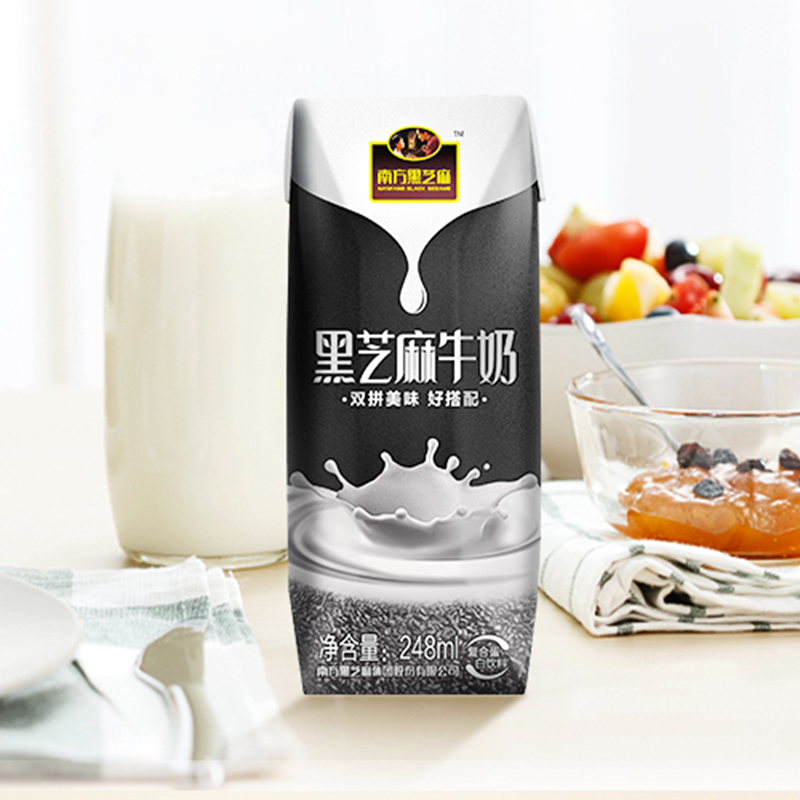南方黑芝麻 黑芝麻牛奶 复合蛋白饮料 248mlX12盒