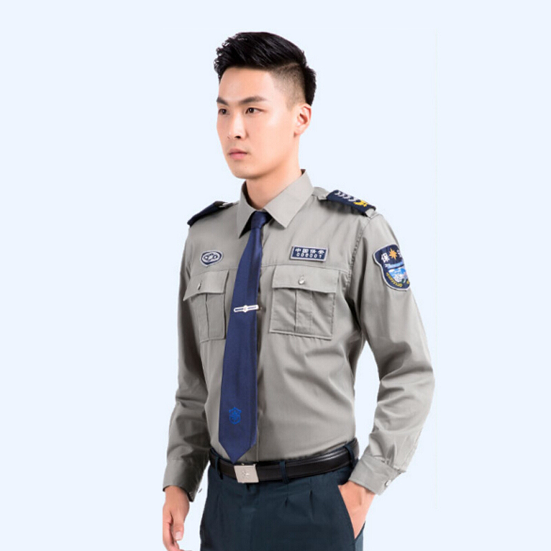 谋福623谋福 623新式物业保安服短袖衬衣保安衣服夏季制服夏装工作服套装(尺寸180灰色长袖衬衣+裤子+配件 )