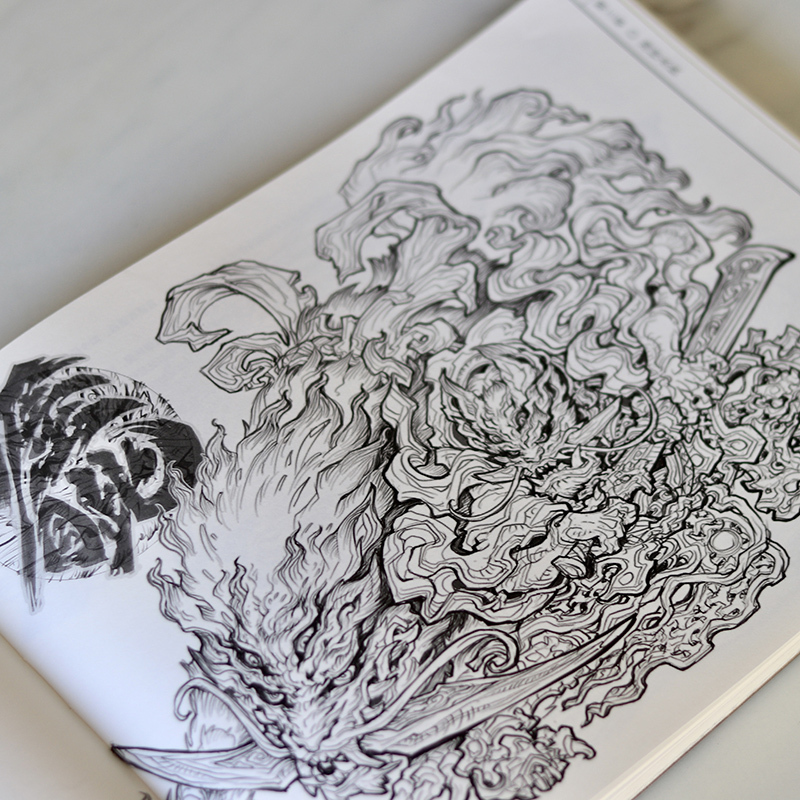 [书]琢磨神通传 东方奇幻角色线稿集 聚流陶画集国风美学画集山海经手绘图鉴妖人鬼尸幻想生物设计书籍 [正版]书琢磨神通传