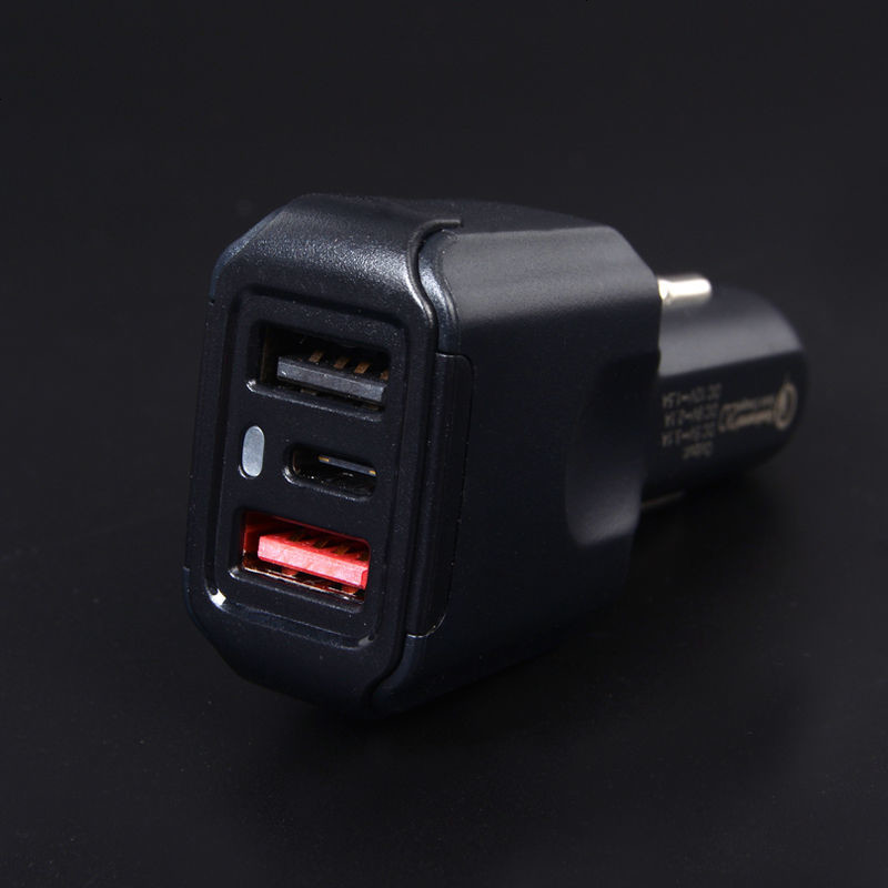 高通QC3.0快充车载充电器一拖二点烟器usb手机通用汽车车充