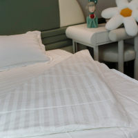 福芳床上用品纯棉白色条纹被套单件装/件 白色 230*175cm