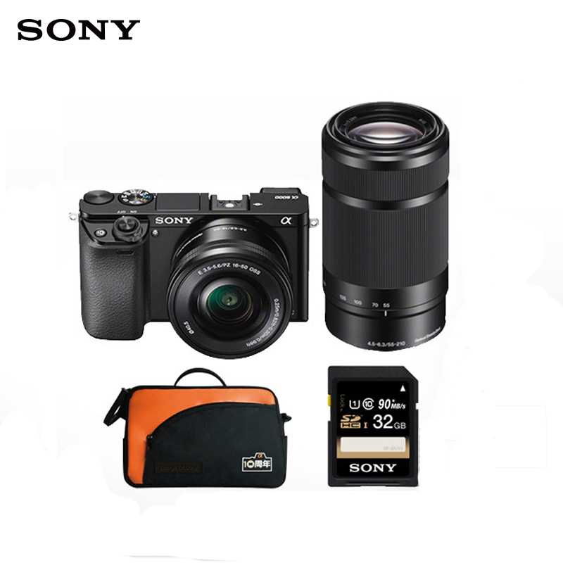 索尼(SONY)ILCE-A6000L/B+SEL55210/B超长焦微单 双镜头套机 黑色16-50/55-210镜头
