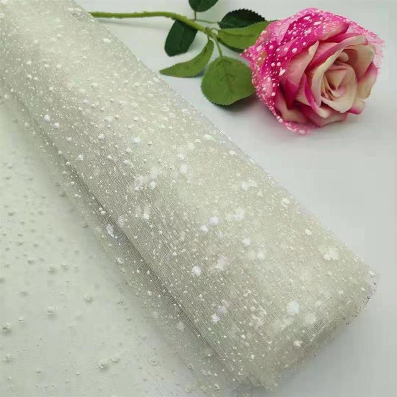 雪点纱网纱手工花束包装玫瑰包装材料花束包装纸鲜花包装材料网纱|本白 15厘米宽X3米长