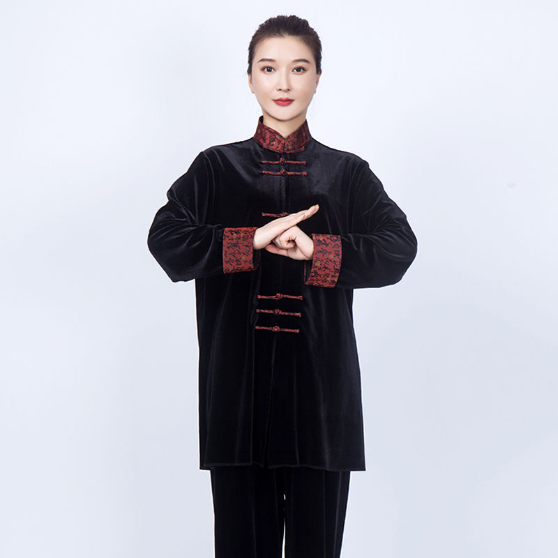 服女装2021新款金丝绒拳练功服装男春秋冬加厚保暖