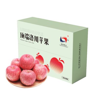 洛川红富士苹果水果 陕西苹果延安苹果6枚中果整箱75mm