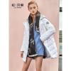 拉·贝缇时尚百搭纯色直筒中长羽绒服宽松连帽显瘦外套女60007108