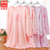 KIDS MAM&DAD秋冬女童睡衣长袖女孩睡裙亲子装儿童家居服韩版宝宝睡衣