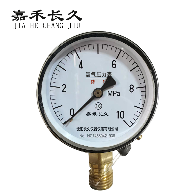 嘉禾长久+氧气压力表检测定制型+YO100+块 0-10Mpa