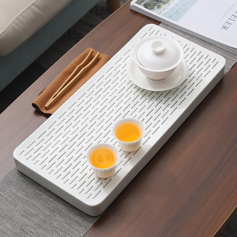鱼丸 茶具陶瓷干泡盘家用简约办公室小型干湿日式茶台茶托盘储水式沥水茶盘
