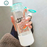 创意玻璃杯便携可爱学生水杯女随手杯韩国柠檬杯带盖茶杯情侣杯子 封后 水果杯[草莓]