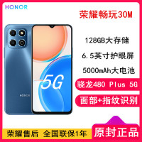 [原封]荣耀畅玩30M 6GB+128GB 全网5G 极光蓝 5000mAh大电池 骁龙480 Plus 6.5英寸屏 指纹面容解锁识别 128GB大存储智慧运存拓展 5G手机
