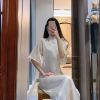 司藤同款蚀骨旗袍2021年新款女夏改良版连衣裙法式年轻款少女收腰 杏色 S