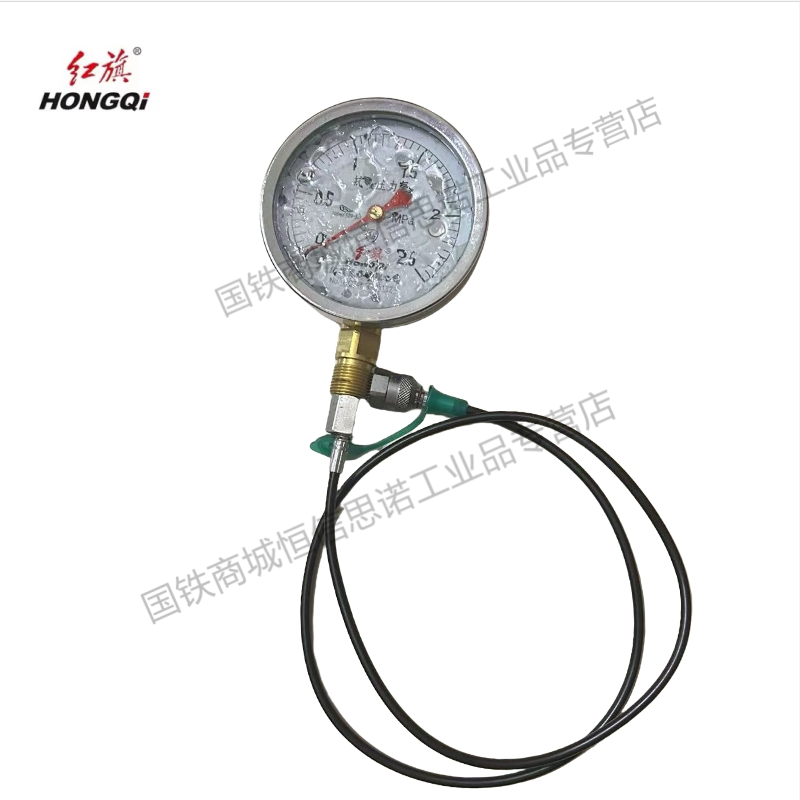 红旗 耐震压力表YTN100 压力值需备注(含1米测试软管) 块