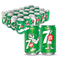 百事可乐 7喜 冰爽柠檬汽水 碳酸饮料 330ml*24(整箱)(新老包装、纸箱/塑包随机发货)