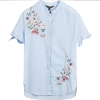 拉夏贝尔夏季新款时尚淑女百搭刺绣花显瘦短袖衬衫女士10014430
