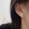 999足银珍珠皇冠耳钉女韩版ins气质简约小众设计高级感耳饰品批发