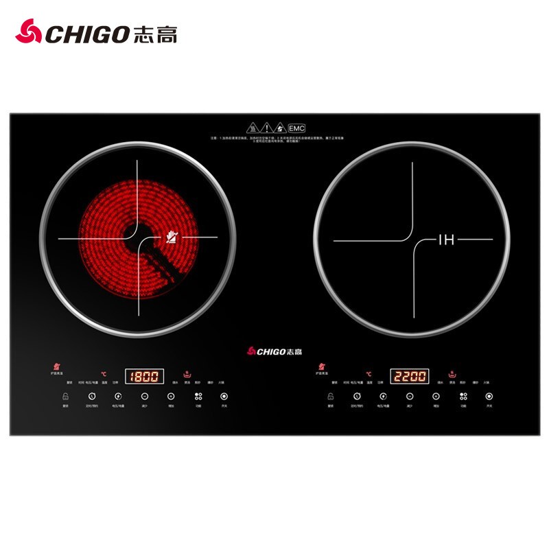 一电一陶志高chigo家用电磁炉双灶嵌入式大功率双头电磁炉双灶头电陶