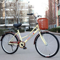 成人2426寸轻便单车男女通勤学生车CR 高配黑色 24寸胎-免充气