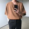 梵克公牛2021夏季男生韩版V领短袖T恤纯色宽松半袖体恤情侣港风衣服