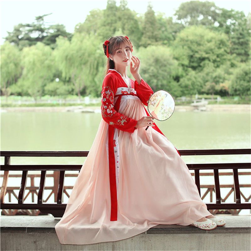 新款汉服女国色天香改良汉元素春夏古装秋水清新日常淡雅视频