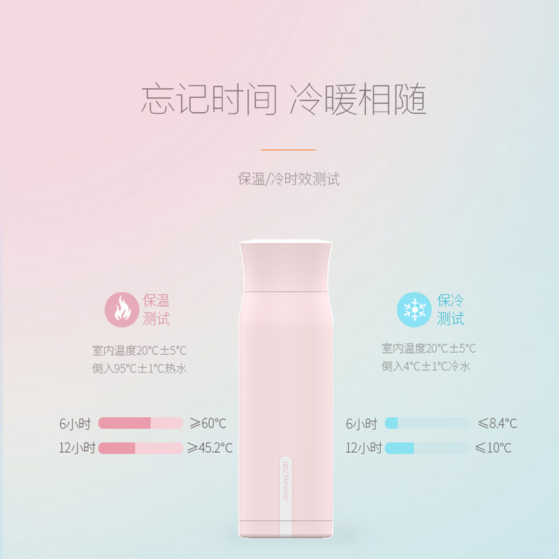 九阳(Joyoung)保温杯 B35V3C 粉色 316L 24小时保温 BB肌感喷涂工艺 350ml家用办公水杯