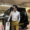 梵克公牛时尚都市流韩国纯色V翻领衬衫长袖男设计款很痞的白衬衣 白色