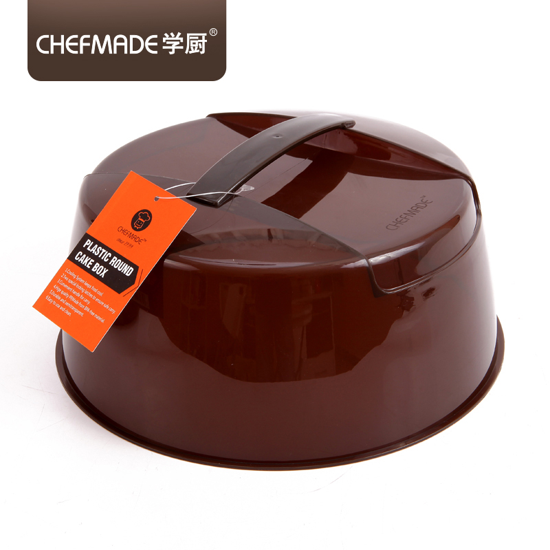 学厨 厨房工具 烘焙工具 蛋糕盒6-8寸日式圆形塑料重复家用手提透明包装保鲜点心盒子WK9204高清大图