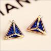 耳钉女款新款 小清新耳钉三角形耳钉深邃蓝耳饰品R2D014送女朋友七夕情人节礼物