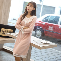 波迷娜(BOMINA)2021新款棉睡衣女秋季长裤袖中长款宫廷风宽松睡裙服