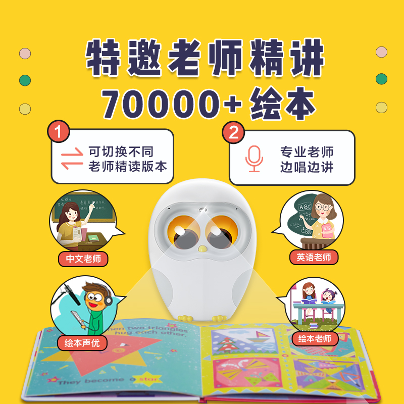 物灵卢卡Luka绘本阅读机器人猫头鹰点读笔儿童早教机故事机Luca高清大图