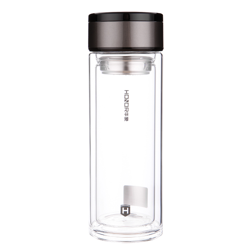 华象(HOAOR) HX-CFD01 水晶双层玻璃杯定 办公便携泡茶杯子 360ml