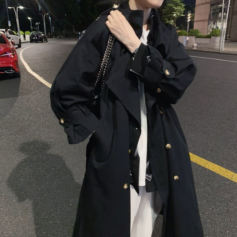 风衣女2021新款中长款秋季外套女学生韩版宽松学院风百搭大衣女潮
