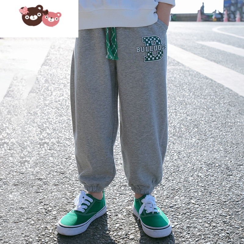 绿彩虹光儿童装男童防蚊裤子长裤夏季薄款运动卫裤2022春秋夏装新款大男孩