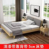 北欧实木床1.8米双人床现代简约主卧经济型床带软靠软包1.5m 1800mm*2000mm_清漆色+软包_1_106