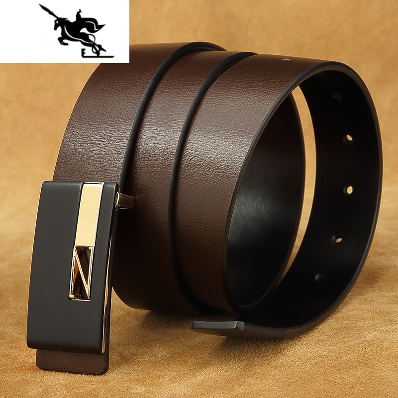 newlake皮带男士黑色平滑扣青年腰带男装韩版潮流正装休闲百搭西裤带