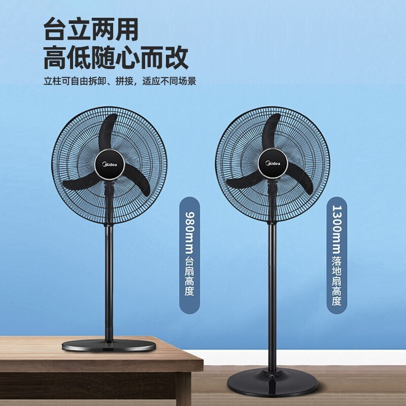 美的(Midea)电风扇 FS45-20C牛角扇工业风扇强力落地扇大风力室外车间工厂电扇 12米送风 纯铜电机