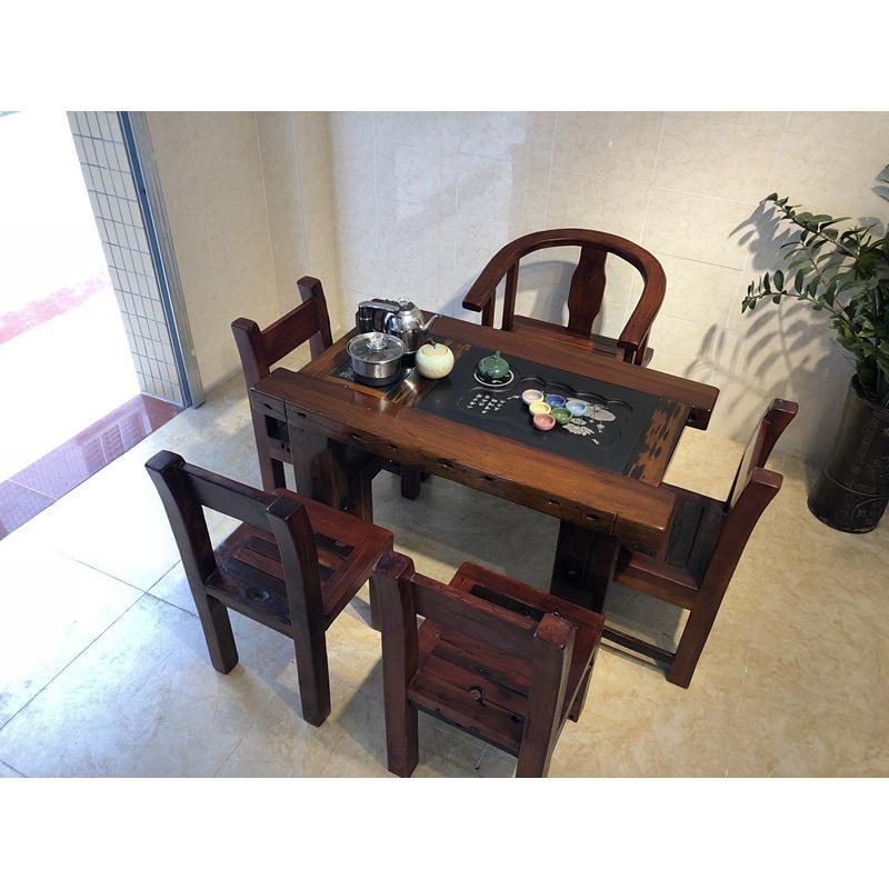 老船木茶桌现代中式夫茶台实木家具小型阳台简约茶几茶桌椅组合迈菲诗