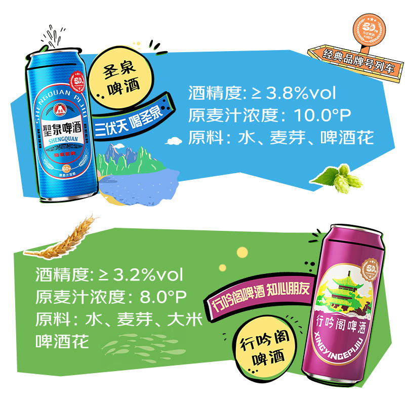 雪花啤酒(Snowbeer)30周年甄选混装礼盒500ml*6听 整箱装