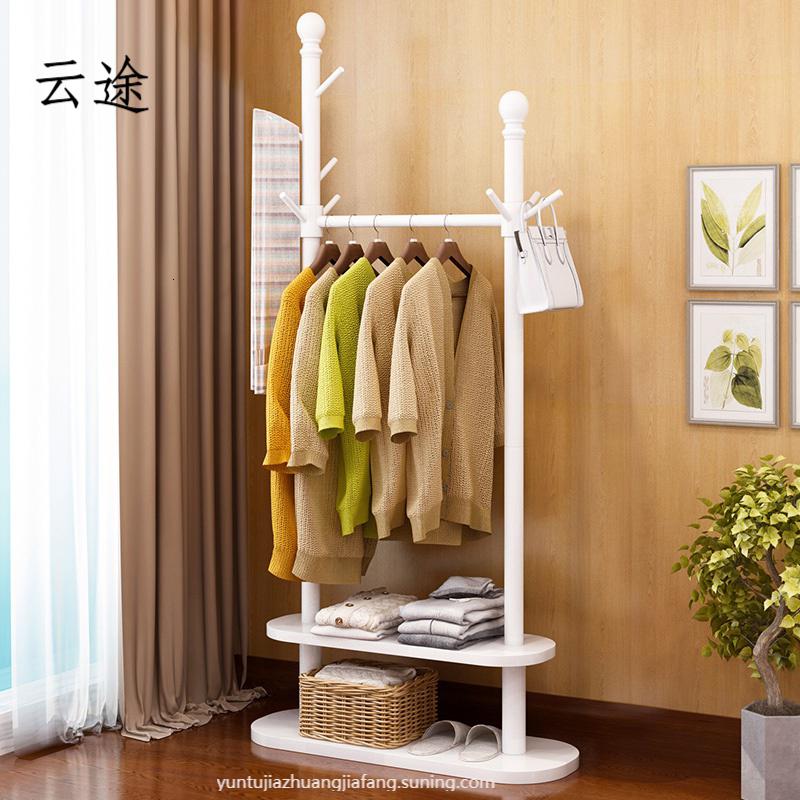 实木欧式白色卧室落地衣帽架客厅衣服置物简约简易家用厅挂衣架定制