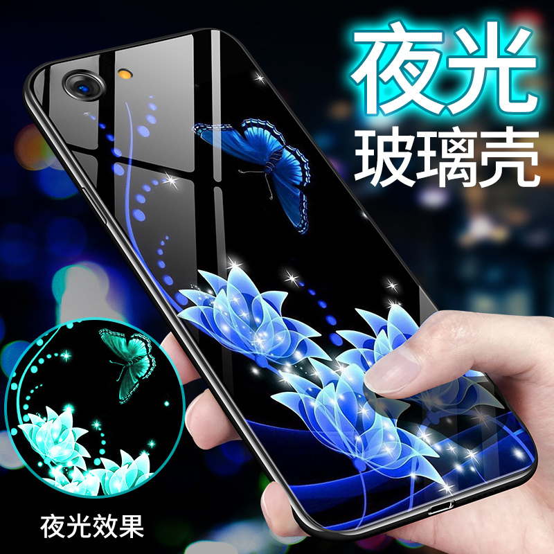 火豹vivo9手机壳玻璃套网红夜光个性创意vivo9s保护壳全包防摔硅胶软边9玻璃外壳镜面情侣款男女潮牌