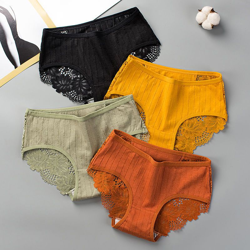 点像2-4条装无痕内裤女性感蕾丝中腰透气少女日系女生三角裤