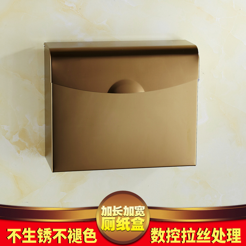 欧式仿古毛巾架CIAA浴巾架 太空铝复古铜浴室置物架 卫浴五金挂件套装 大四方厕纸盒-古铜色